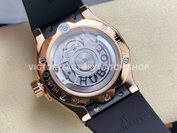 HB Factory Hublot Classic Fusion 550.OS.1800.RX.ORL19 40mm Rose Gold Black Rubber Strap Black Dial