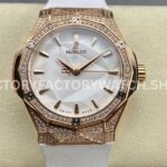 HB Factory Hublot Classic Fusion 550.OS.2200.RW.1604.ORL20 40mm rose gold white rubber strap diamond bezel white dial replica watch