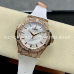 HB Factory Hublot Classic Fusion 550.OS.2200.RW.1604.ORL20 40mm Rose Gold White Rubber Strap Diamond Bezel White Dial