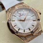 HB Factory Hublot Classic Fusion 550.OS.2200.RW.1604.ORL20 40mm Rose Gold White Rubber Strap Diamond Bezel White Dial