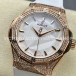 HB Factory Hublot Classic Fusion 550.OS.2200.RW.1604.ORL20 40mm Rose Gold White Rubber Strap Diamond Bezel White Dial
