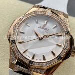HB Factory Hublot Classic Fusion 550.OS.2200.RW.1804.ORL20 40mm Diamond Rose Gold White Rubber Strap White Dial