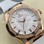 HB Factory Hublot Classic Fusion 550.OS.2200.RW.1804.ORL20 40mm Diamond Rose Gold White Rubber Strap White Dial