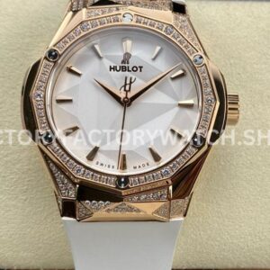 HB Factory Hublot Classic Fusion 550.OS.2200.RW.1804.ORL20 40mm diamond rose gold white rubber strap white dial replica watch
