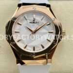 HB Factory Hublot Classic Fusion 550.OS.2200.RW.ORL20 40mm rose gold white rubber strap white dial replica watch