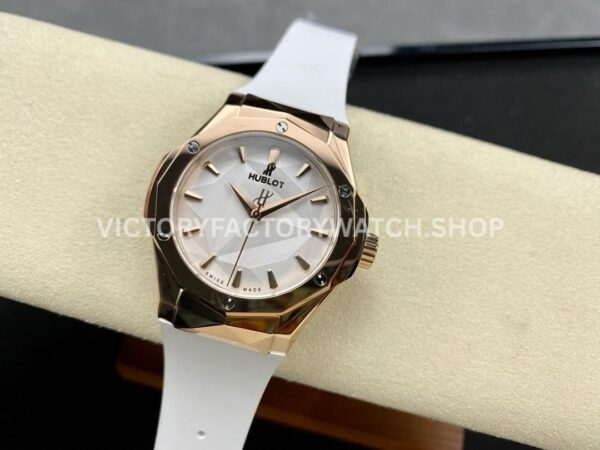 HB Factory Hublot Classic Fusion 550.OS.2200.RW.ORL20 40mm Rose Gold White Rubber Strap White Dial