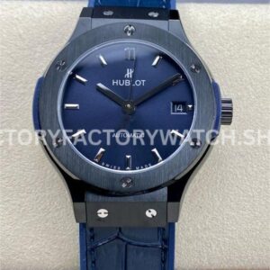 HB Factory Hublot Classic Fusion 565.CM.7170.LR 38mm steel leather strap blue dial replica watch
