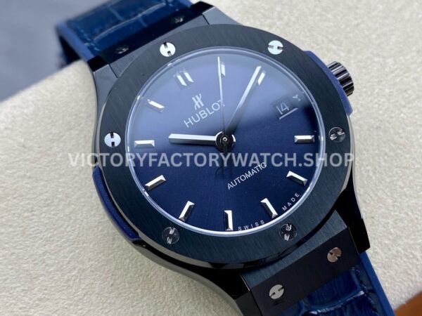HB Factory Hublot Classic Fusion 565.CM.7170.LR 38mm Steel Leather Strap Blue Dial