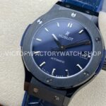 HB Factory Hublot Classic Fusion 565.CM.7170.LR 38mm Steel Leather Strap Blue Dial
