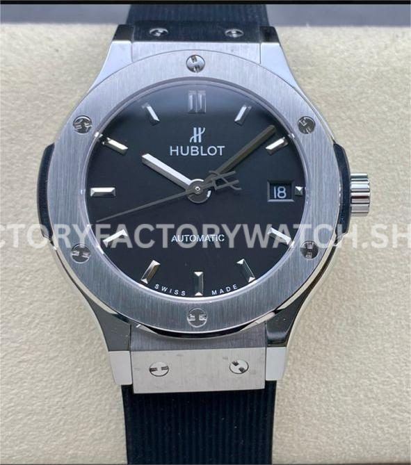 HB Factory Hublot Classic Fusion 565.NX.1470.RX 38mm steel rubber strap black dial replica watch