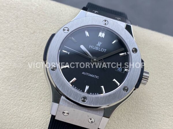 HB Factory Hublot Classic Fusion 565.NX.1470.RX 38mm Steel Rubber Strap Black Dial