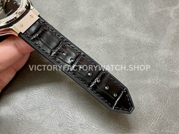 HB Factory Hublot Classic Fusion 565.NX.1470.RX.1204 38mm Steel Leather Strap Diamond Bezel Black Dial