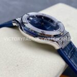 HB Factory Hublot Classic Fusion 565.NX.7170.LR 38mm Steel Diamond Bezel Leather Strap Blue Dial