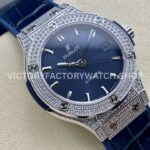 HB Factory Hublot Classic Fusion 565.NX.7170.LR 38mm Steel Diamond Bezel Leather Strap Blue Dial