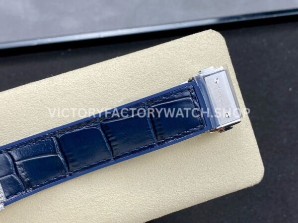 HB Factory Hublot Classic Fusion 565.NX.7170.LR 38mm Steel Diamond Bezel Leather Strap Blue Dial