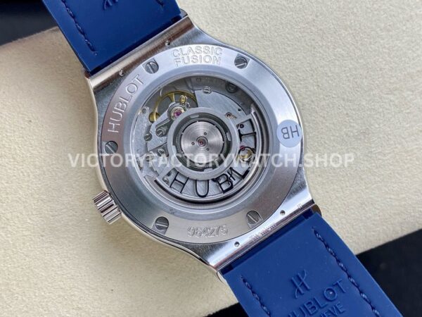 HB Factory Hublot Classic Fusion 565.NX.7170.LR 38mm Steel Diamond Bezel Leather Strap Blue Dial