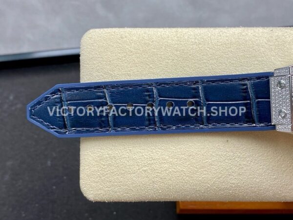 HB Factory Hublot Classic Fusion 565.NX.7170.LR 38mm Steel Diamond Bezel Leather Strap Blue Dial