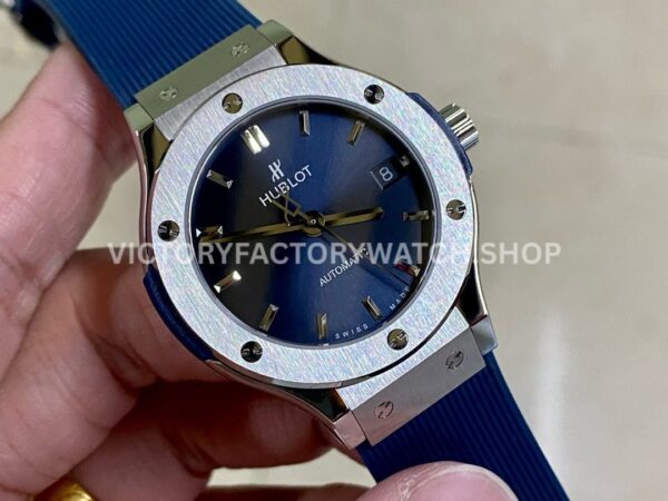 HB Factory Hublot Classic Fusion 565.NX.7170.RX 38mm Steel Blue Rubber Strap Blue Dial