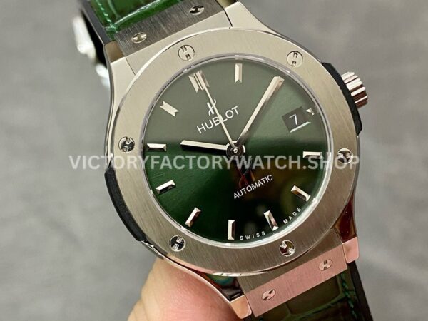 HB Factory Hublot Classic Fusion 565.NX.8970.LR 38mm Leather Strap Green Dial