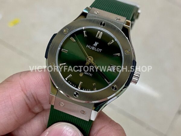 HB Factory Hublot Classic Fusion 565.NX.8970.RX 38mm Steel Rubber Strap Green Dial