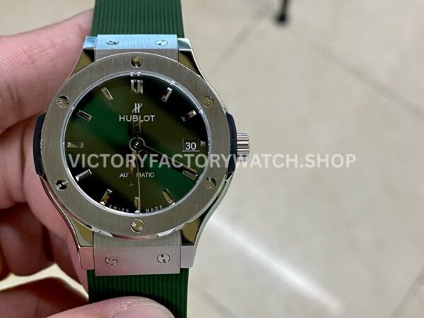 HB Factory Hublot Classic Fusion 565.NX.8970.RX 38mm steel rubber strap green dial replica watch