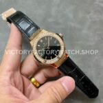 HB Factory Hublot Classic Fusion 565.OX.1480.LR.1204 38mm Rose Gold Leather Strap Diamond Bezel Black Dial