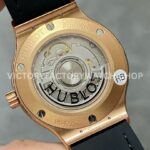 HB Factory Hublot Classic Fusion 565.OX.1480.LR.1204 38mm Rose Gold Leather Strap Diamond Bezel Black Dial