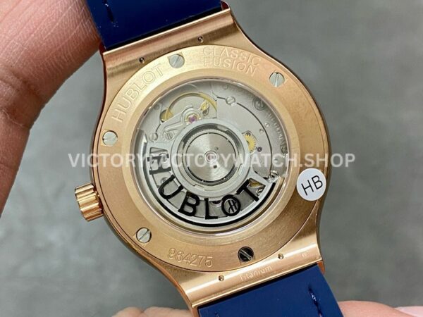 HB Factory Hublot Classic Fusion 565.OX.7180.LR 38mm Rose Gold Leather Strap Blue Dial