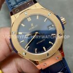 HB Factory Hublot Classic Fusion 565.OX.7180.LR 38mm Rose Gold Leather Strap Blue Dial