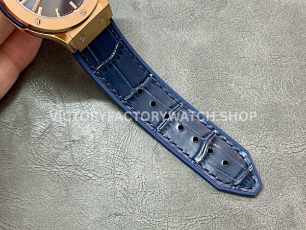 HB Factory Hublot Classic Fusion 565.OX.7180.LR 38mm Rose Gold Leather Strap Blue Dial