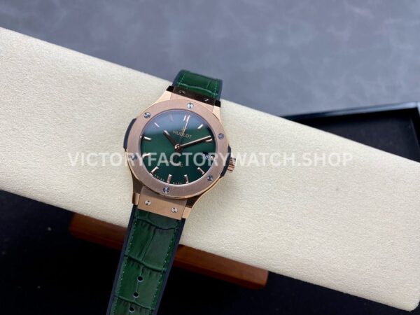 HB Factory Hublot Classic Fusion 565.OX.8980.RX 38mm Rose Gold Leather Strap Green Dial