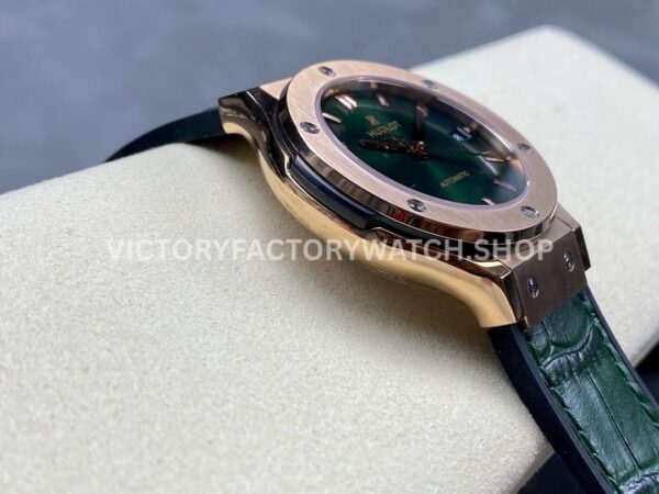 HB Factory Hublot Classic Fusion 565.OX.8980.RX 38mm Rose Gold Leather Strap Green Dial