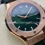 HB Factory Hublot Classic Fusion 565.OX.8980.RX 38mm Rose Gold Leather Strap Green Dial