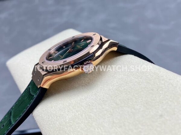 HB Factory Hublot Classic Fusion 565.OX.8980.RX 38mm Rose Gold Leather Strap Green Dial