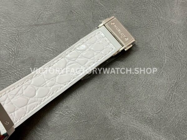HB Factory Hublot Classic Fusion 582.NX.2610.RX.1204 38mm Steel Leather Strap Diamond Bezel White Dial