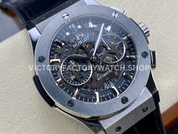 HB Factory Hublot Classic Fusion Aerofusion 525.NX.0170.RX 45mm Steel Leather Strap Skeletonized Dial