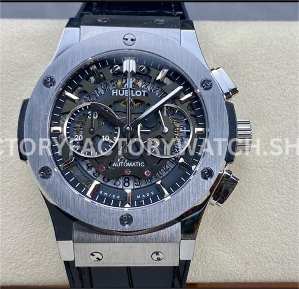 HB Factory Hublot Classic Fusion Aerofusion 525.NX.0170.RX 45mm steel leather strap skeletonized dial replica watch