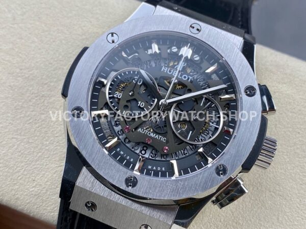 HB Factory Hublot Classic Fusion Aerofusion 525.NX.0170.RX 45mm Steel Leather Strap Skeletonized Dial