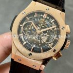HB Factory Hublot Classic Fusion Aerofusion 525.ox.0180.lr 45mm Rose Gold Leather Strap Skeletonized Dial