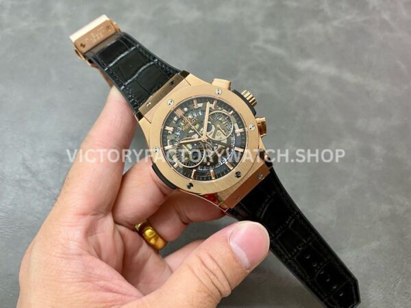 HB Factory Hublot Classic Fusion Aerofusion 525.ox.0180.lr 45mm Rose Gold Leather Strap Skeletonized Dial
