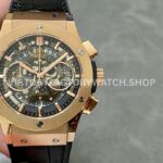 HB Factory Hublot Classic Fusion Aerofusion 525.OX.0180.LR 45mm rose gold leather strap skeletonized dial replica watch