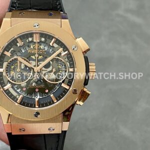HB Factory Hublot Classic Fusion Aerofusion 525.OX.0180.LR 45mm rose gold leather strap skeletonized dial replica watch
