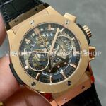 HB Factory Hublot Classic Fusion Aerofusion 525.ox.0180.lr 45mm Rose Gold Leather Strap Skeletonized Dial
