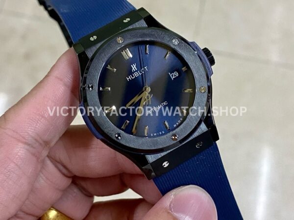 HB Factory Hublot Classic Fusion Blue 511.CM.7170.RX 42mm Rubber Strap Ceramic Bezel Blue Dial