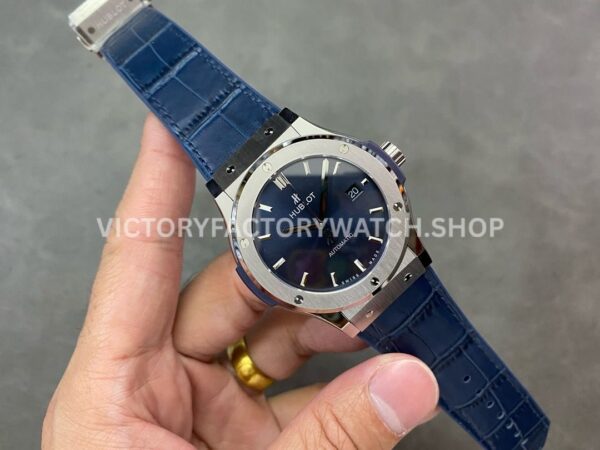 HB Factory Hublot Classic Fusion Blue 542.NX.7170.RX 42mm Blue Leather Strap Titanium Bezel Blue Dial