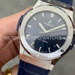 HB Factory Hublot Classic Fusion Blue 542.NX.7170.RX 42mm Blue Leather Strap Titanium Bezel Blue Dial
