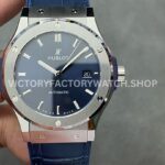 HB Factory Hublot Classic Fusion Blue 542.NX.7170.RX 42mm blue leather strap titanium bezel blue dial replica watch