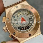 HB Factory Hublot Classic Fusion Chronograph 45mm Rose Gold Leather Strap White Dial