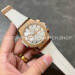 HB Factory Hublot Classic Fusion Chronograph 45mm Rose Gold Leather Strap White Dial