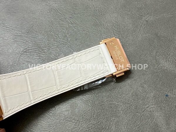 HB Factory Hublot Classic Fusion Chronograph 45mm Rose Gold Leather Strap White Dial
